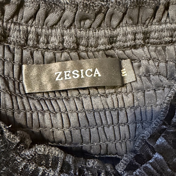 ZESICA Black Smocked Midi Dress Long Sleeve Square Neck Tiered Cottagecore - Picture 2 of 7